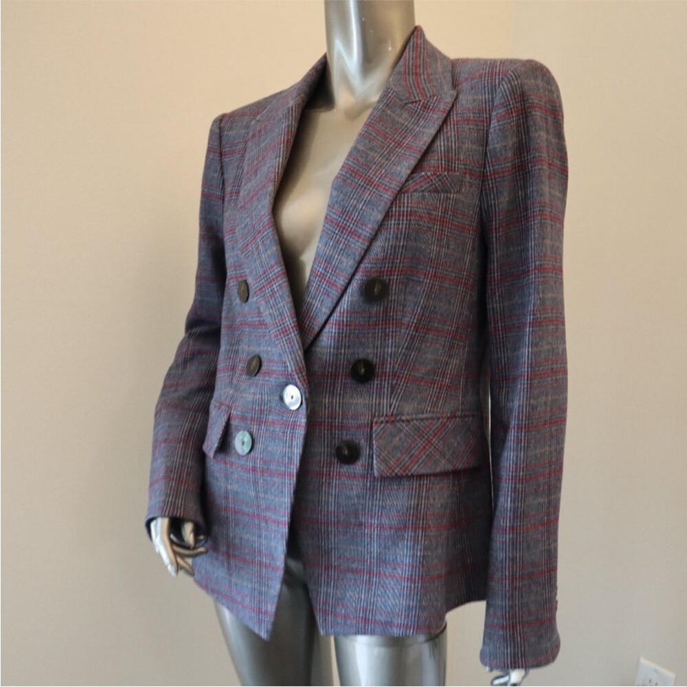 $798 Veronica Beard Lawrence Dickey Blazer Wool Gray Plaid Jacket Size 16 - Picture 4 of 7